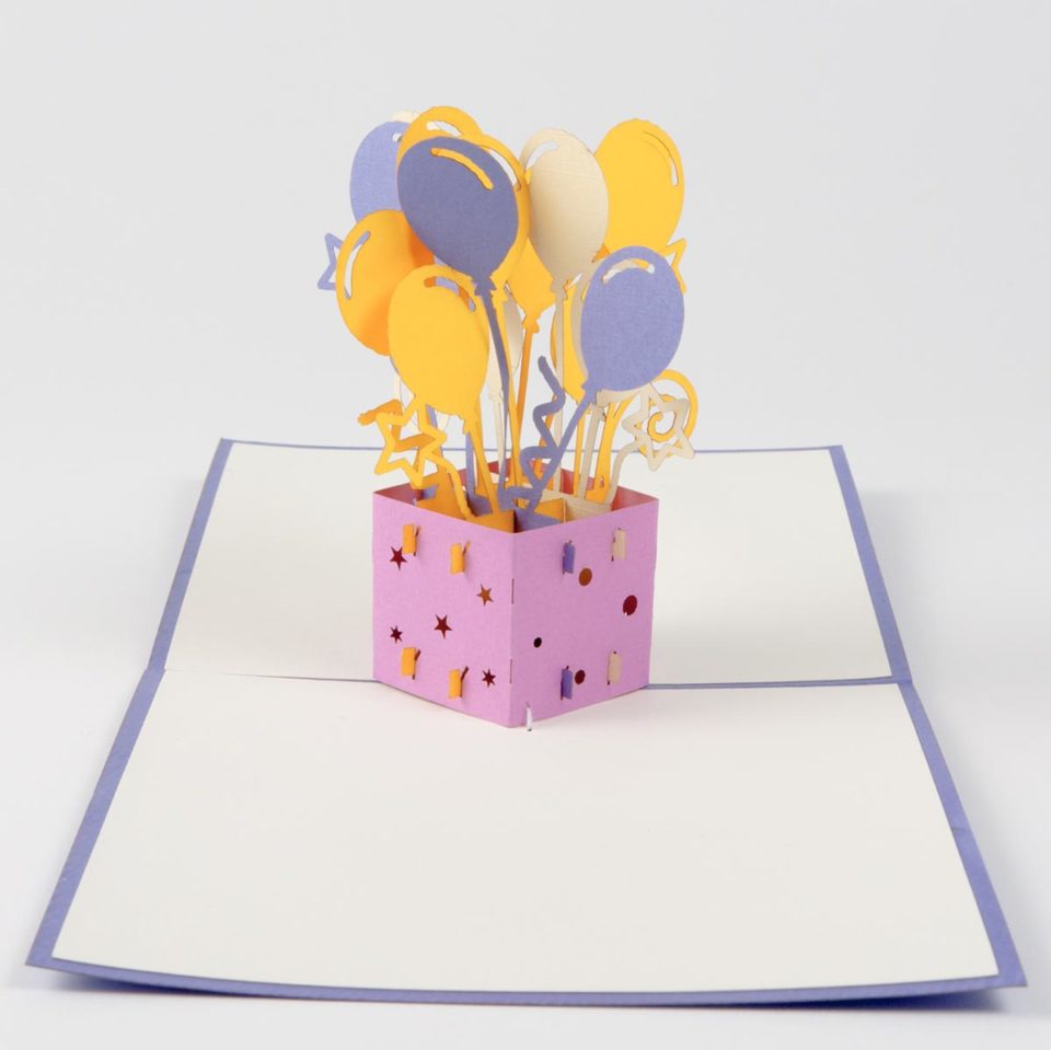 Geschenk mit Luftballons | 3D Pop Up Karten › Pop Up ...